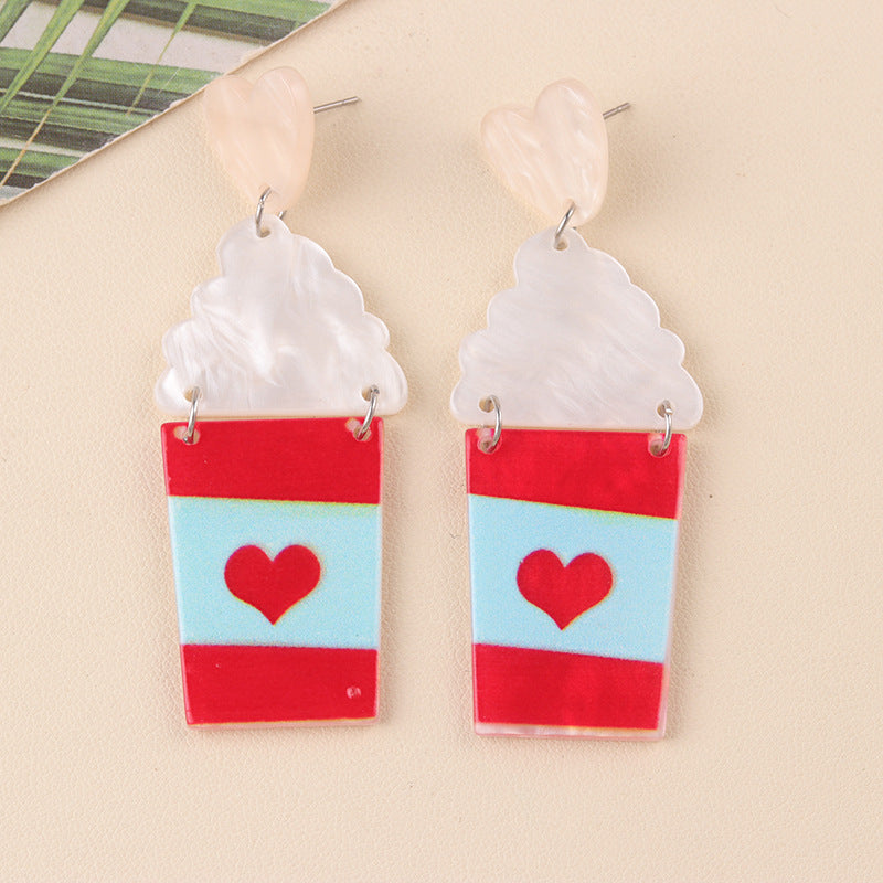 Wholesale Christmas Series Cup Snowman Acrylic Earrings