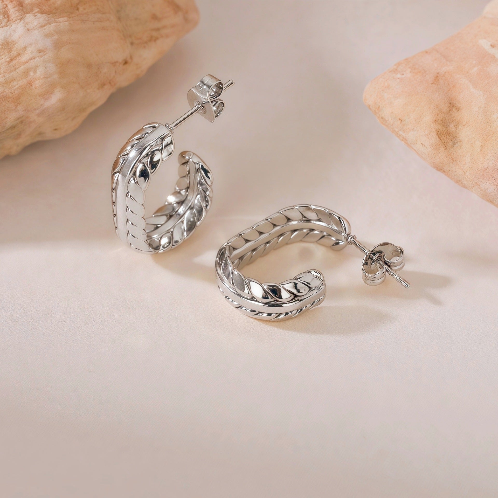 Wholesale Titanium Steel Wheat Ear Earrings