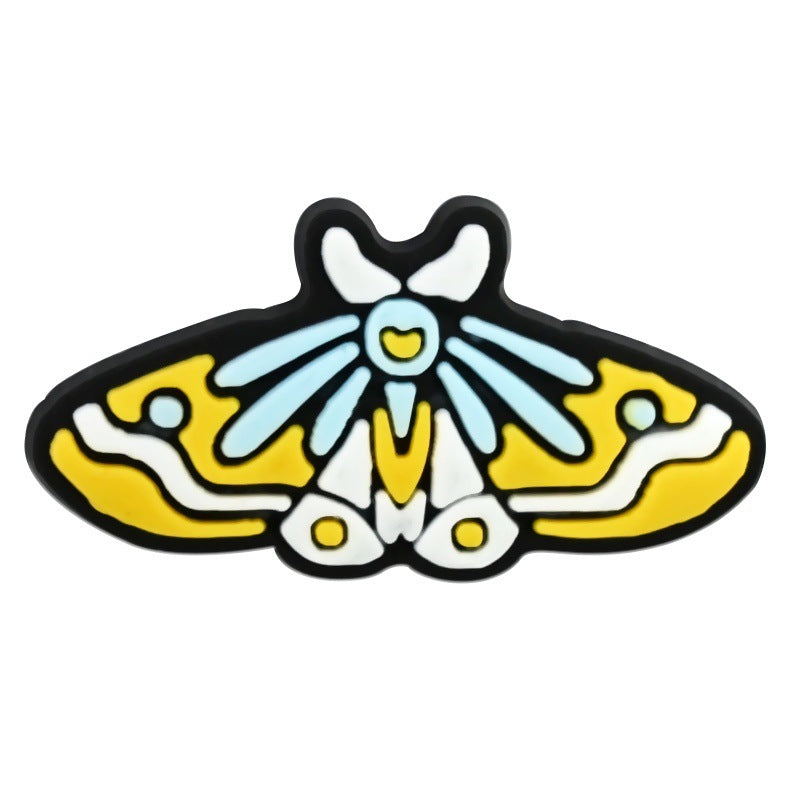Wholesale   Random 100pcs Colorfulful Moth Series PVC Soft Rubber Shoe Buckle Decoration