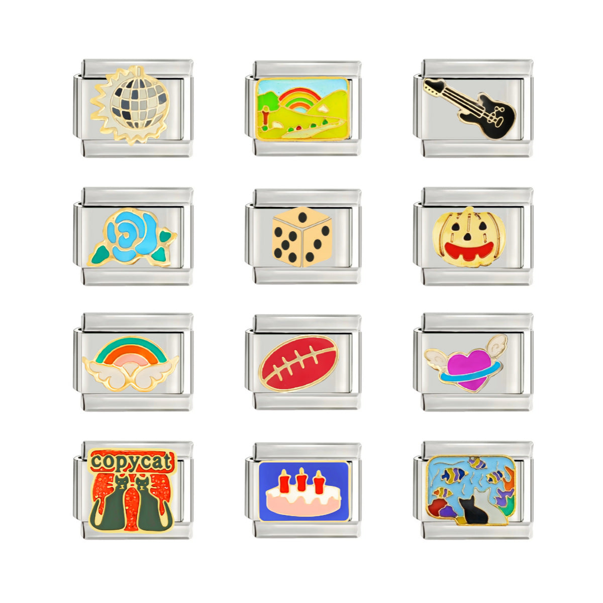 Wholesale Italian Charm Starter Bracelets DIY square Single Section Creative Stainless Steel Composable Bracelet