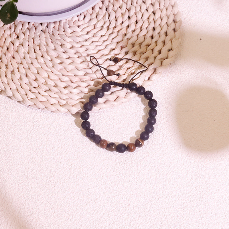 Wholesale Volcanic Stone Bracelet Tiger Eye Obsidian Beaded Handwoven Bracelet ACC-BT-Ruyue001