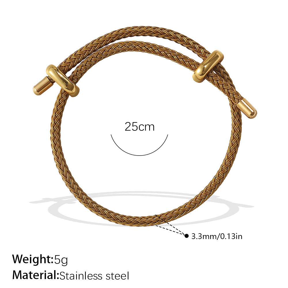 Wholesale Cross-Border European and American Popular Adjustable Rope Multi-Pendant Bracelet DIY Stainless Steel Plated 18K Gold Bracelet Accessible Luxury Model