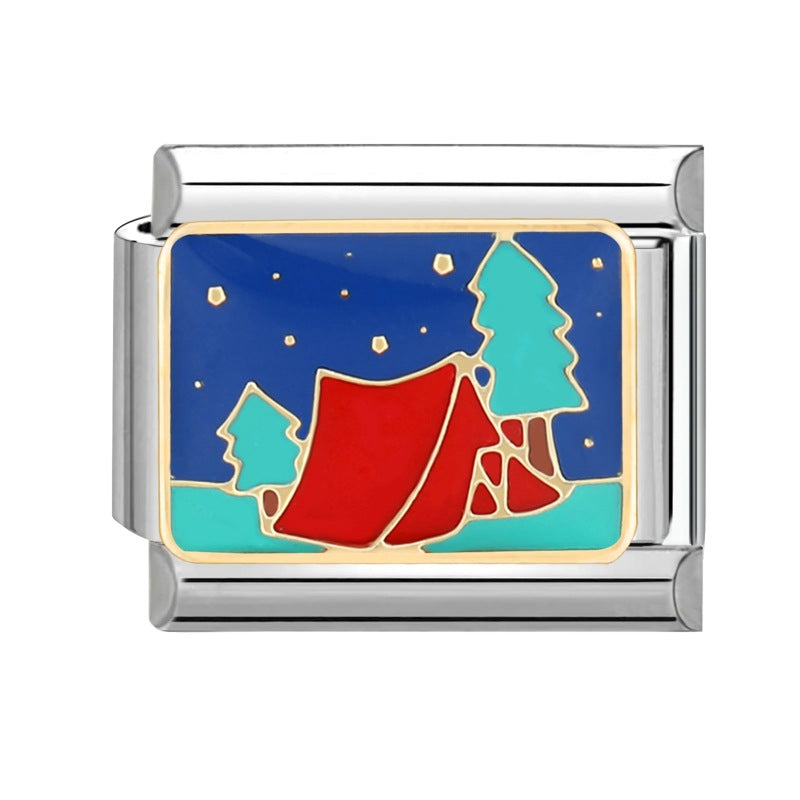 Wholesale Italian Charm Bracelet 9mm DIY Splicing Removable Titanium Steel Blue Series Composable Bracelet