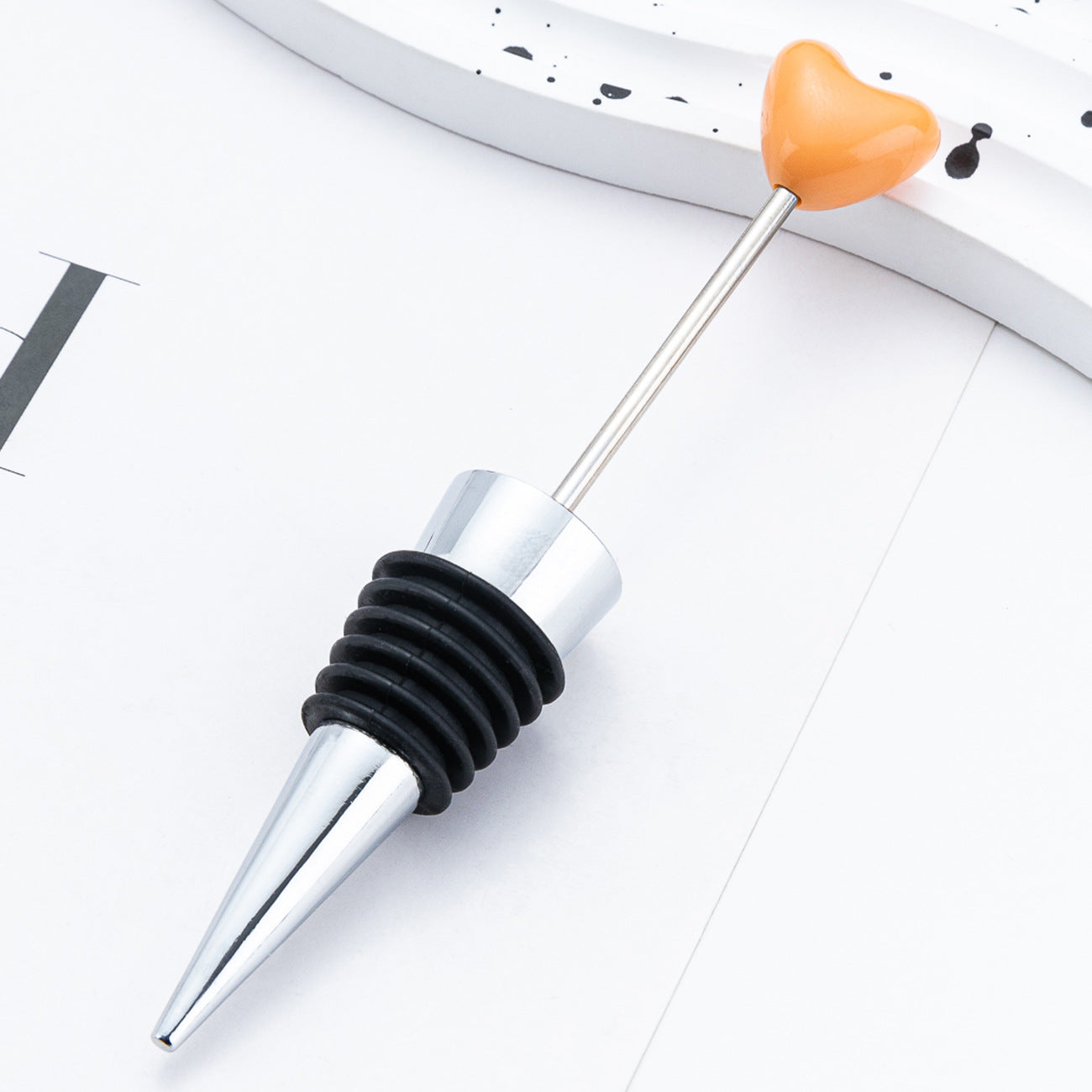 Wholesale DIY beadable Heart-Shaped Wine Stoppers