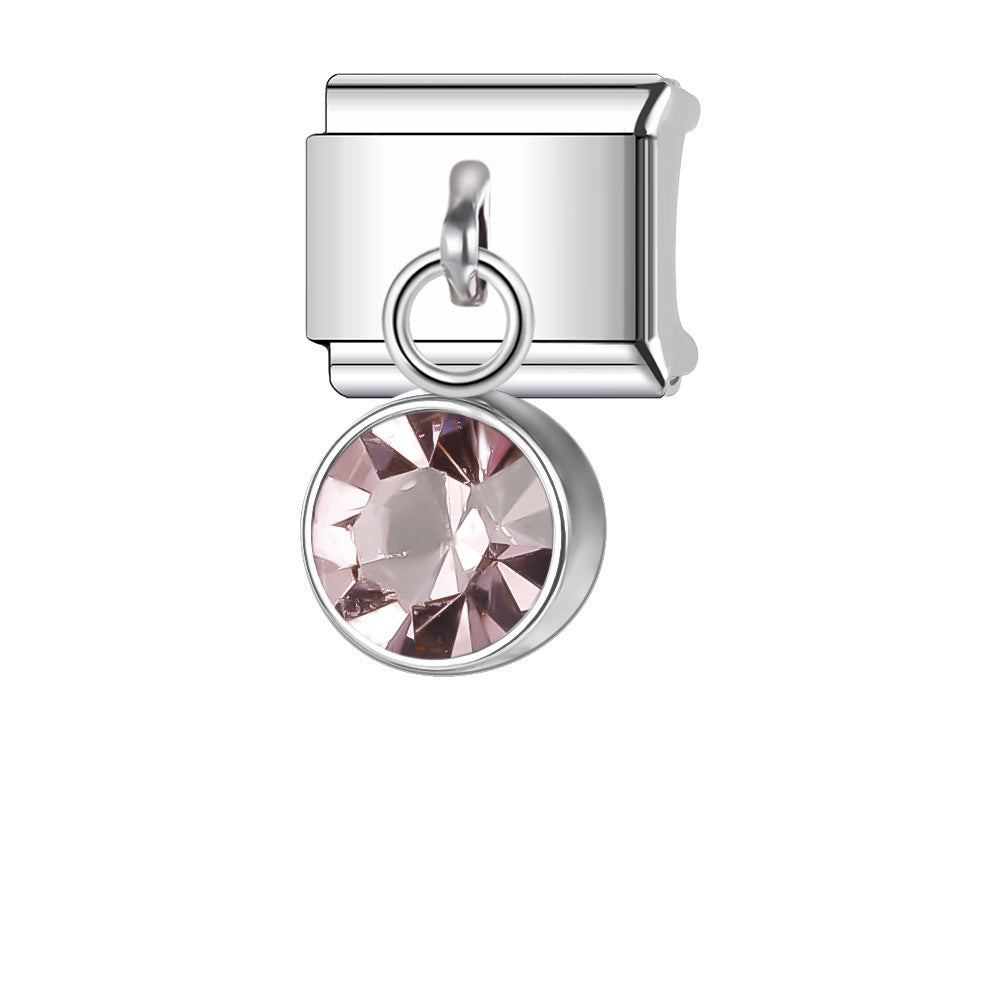 Wholesale Italian Charm Bracelet 9mm DIY Splicing Gemstone Pendants Stainless Steel Composable Bracelet