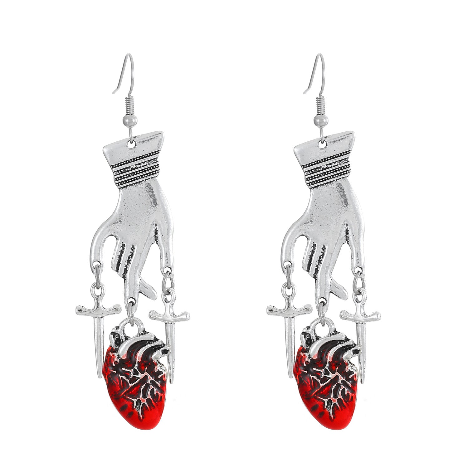 Wholesale Gothic Cross Heart Drop Earrings Alloy Electroplated Party Wear Fashion Accessory