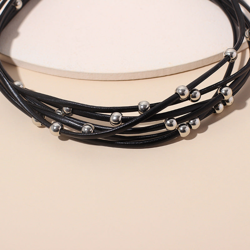Wholesale Beaded Multi-layer Necklace Dark Style Choker Rice Bead Necklace ACC-NE-Yiran003