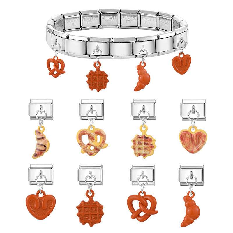 Wholesale Italian Charm Bracelet 9mm DIY Splicing Bread Series Stainless Steel Composable Bracelet