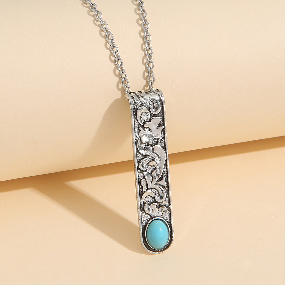 Wholesale Retro Bohemian Turquoise Pendant Necklace for Women Alloy Jewelry Accessory Boutique Resale Gift