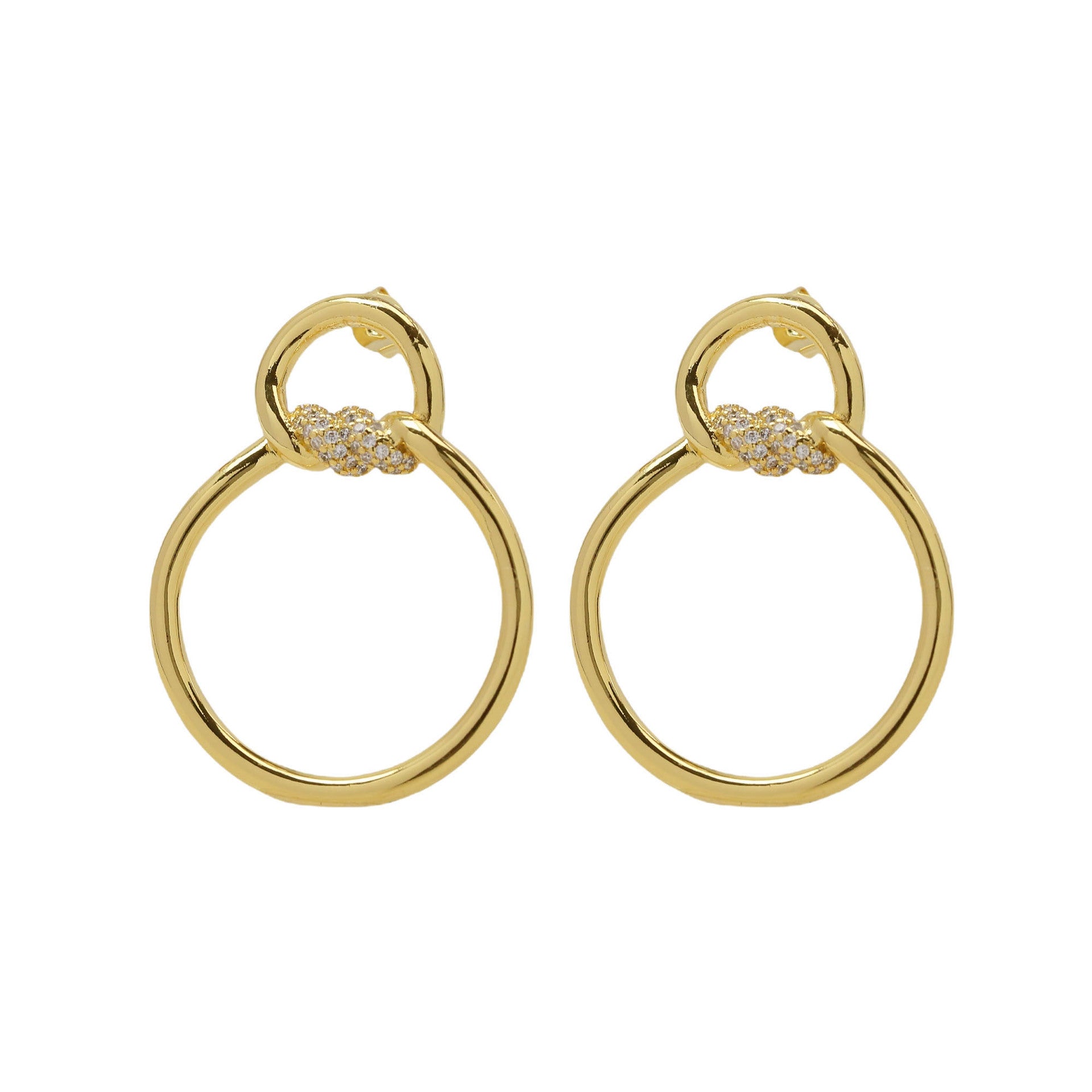 Wholesale  18k gold brass zircon ring twist earrings
