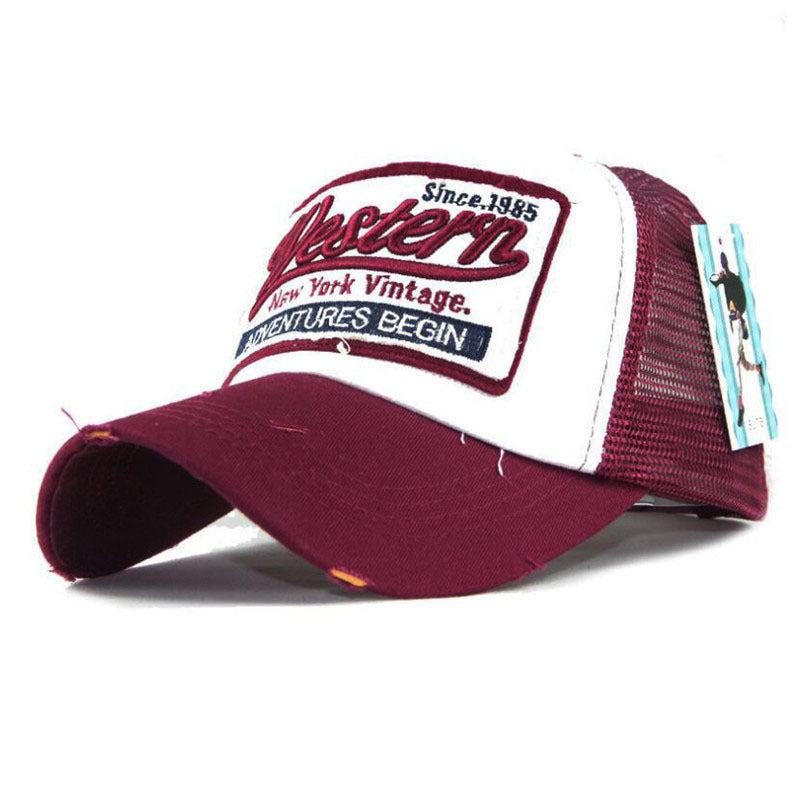 Wholesale Men S Western 3D Embroidered Cotton Mesh Baseball Cap Trendy Outdoor Style
