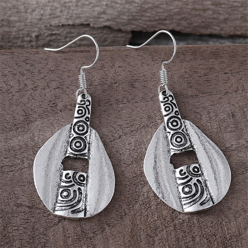 Wholesale  retro simple spiral pattern pendant earrings