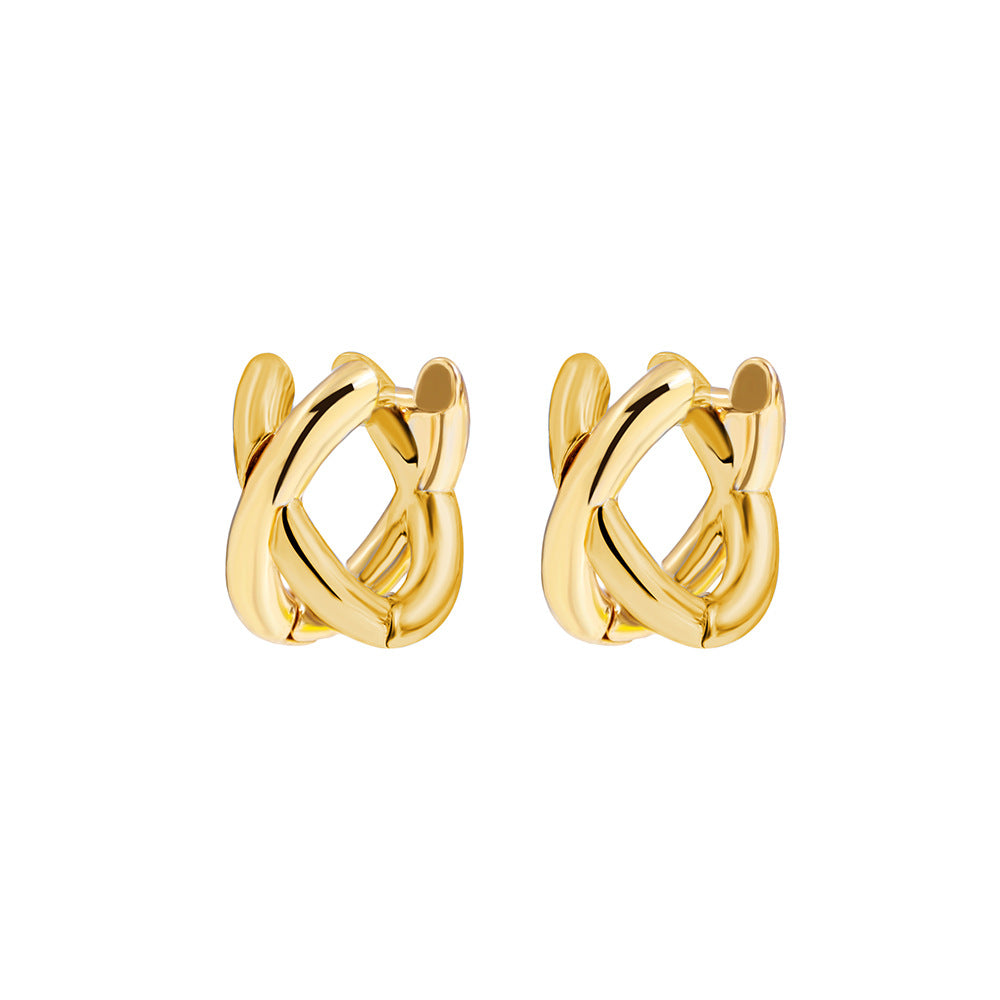 Wholesale Fashionable  Round Circle Ear Clips 3d Cross Earrings