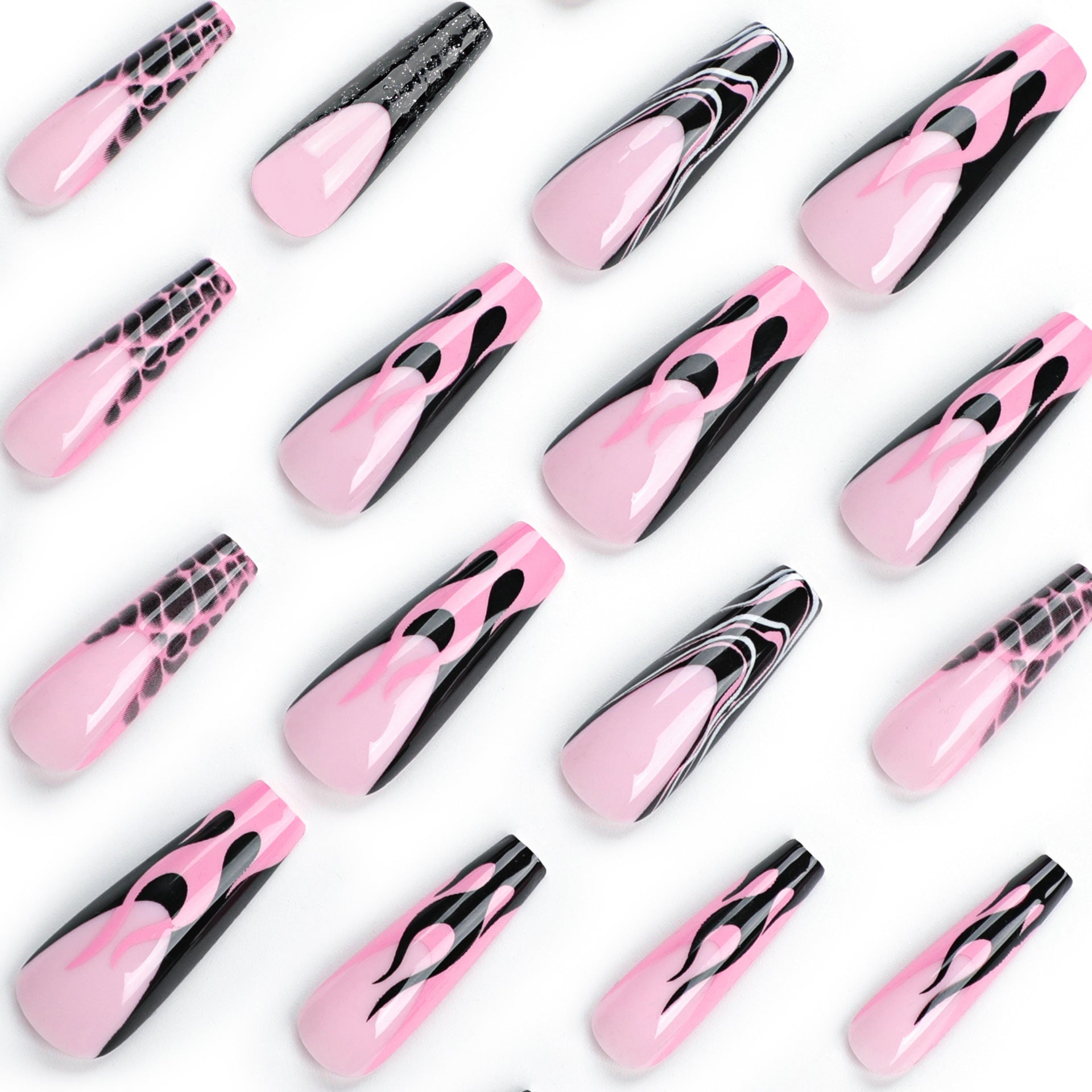 Wholesale 24 Pieces/box Flame Press-on Nails Kits Nail Stickers ACC-NS-LeFan069