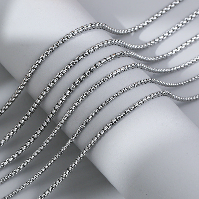 Wholesale Titanium Steel Men S Hip Hop Square Pearl Pendant Necklace With Box Chain Fashion Jewelry Accessory