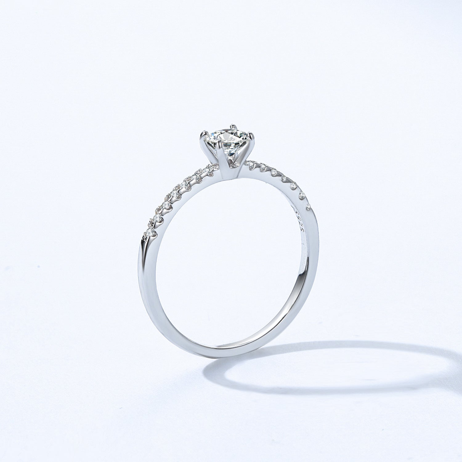 Wholesale S925 Sterling Silver Light Luxury Single Diamond Micro Inlay Ring