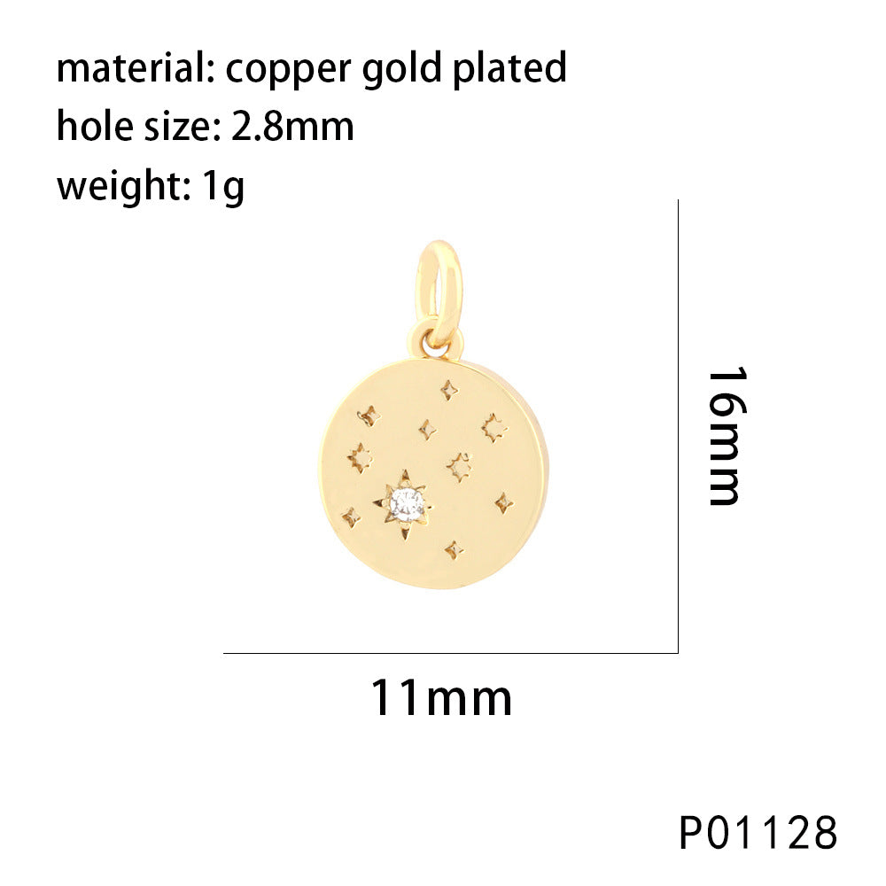 Wholesale Micro-inlaid star and moon six-pointed star round heart pendant