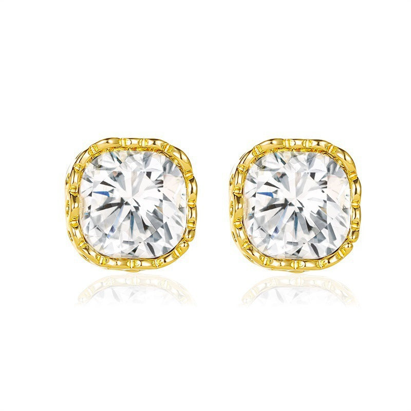 Wholesale  diamond-embedded geometric earrings