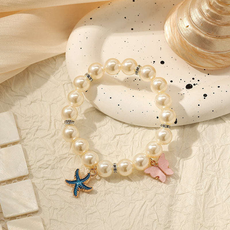 Wholesale Pearl Bracelet  Pink Butterfly Bracelet