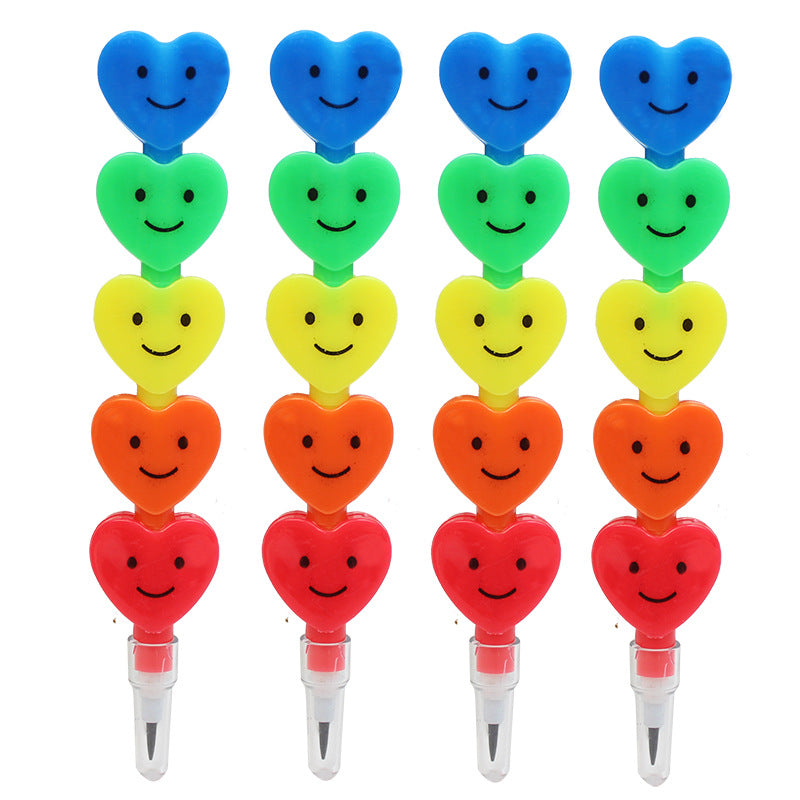 Wholesale Sweet Q-tip Face Pencil Heart Blocks Cute No-sharpening Pencil