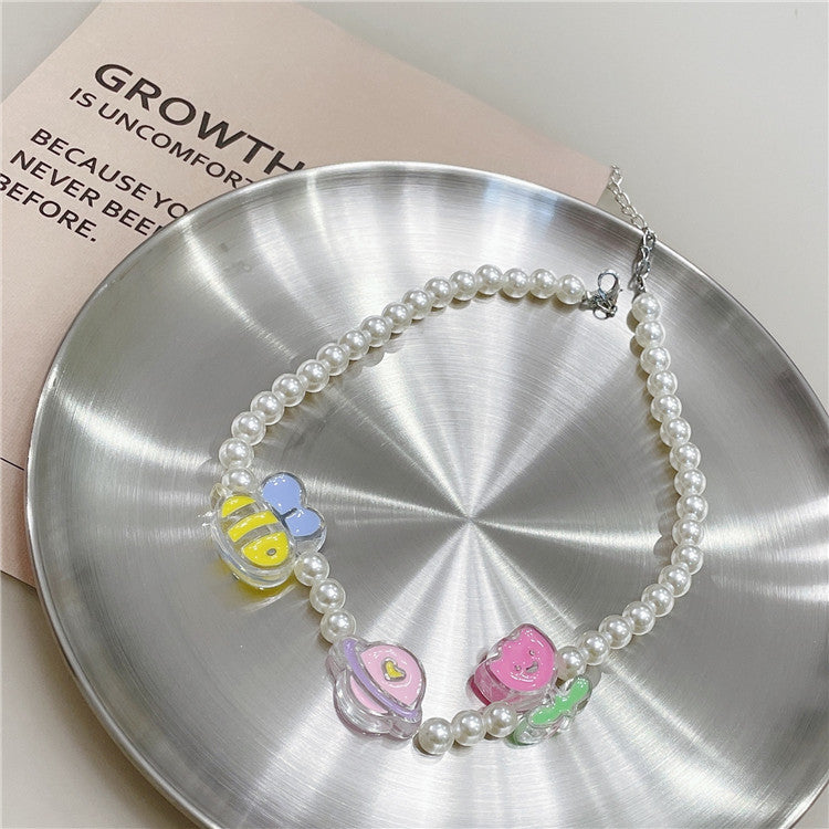 Wholesale Cartoon cute bear cute  pearl bracelet necklace