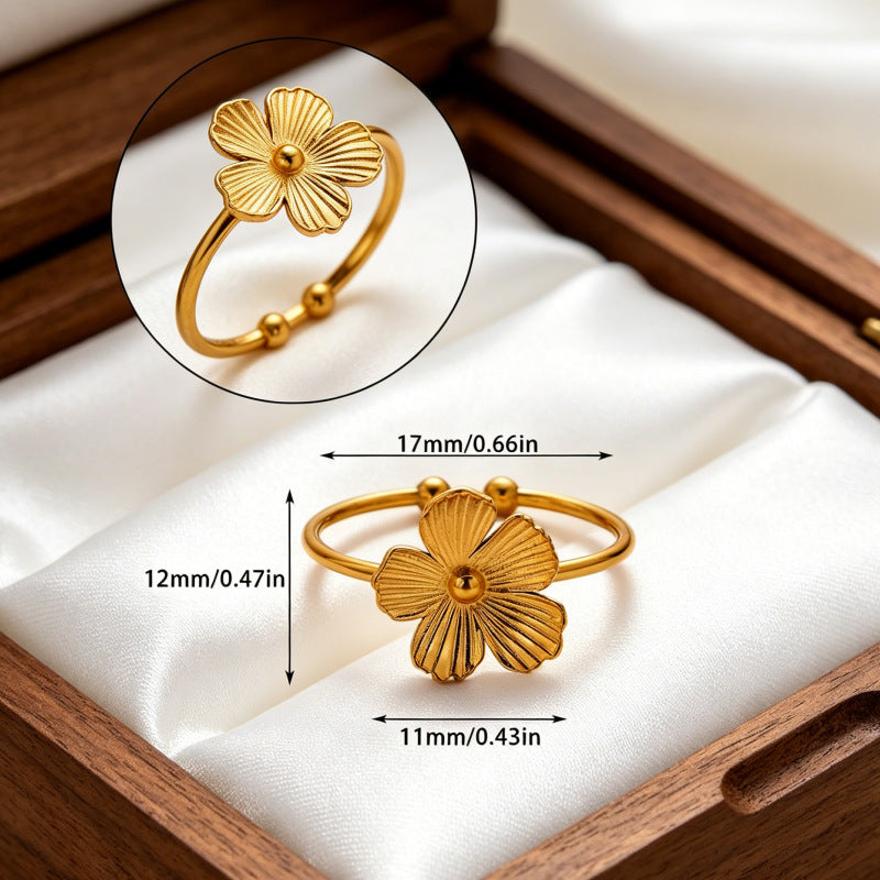 Wholesale Gold-Plated Copper Flower Bracelet &  Ring Set - Fashion Jewelry Accessory for Resale
