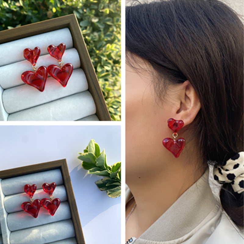 Wholesale Valentine's Day  Burgundy Resin Earrings ACC-ES-ChouT011