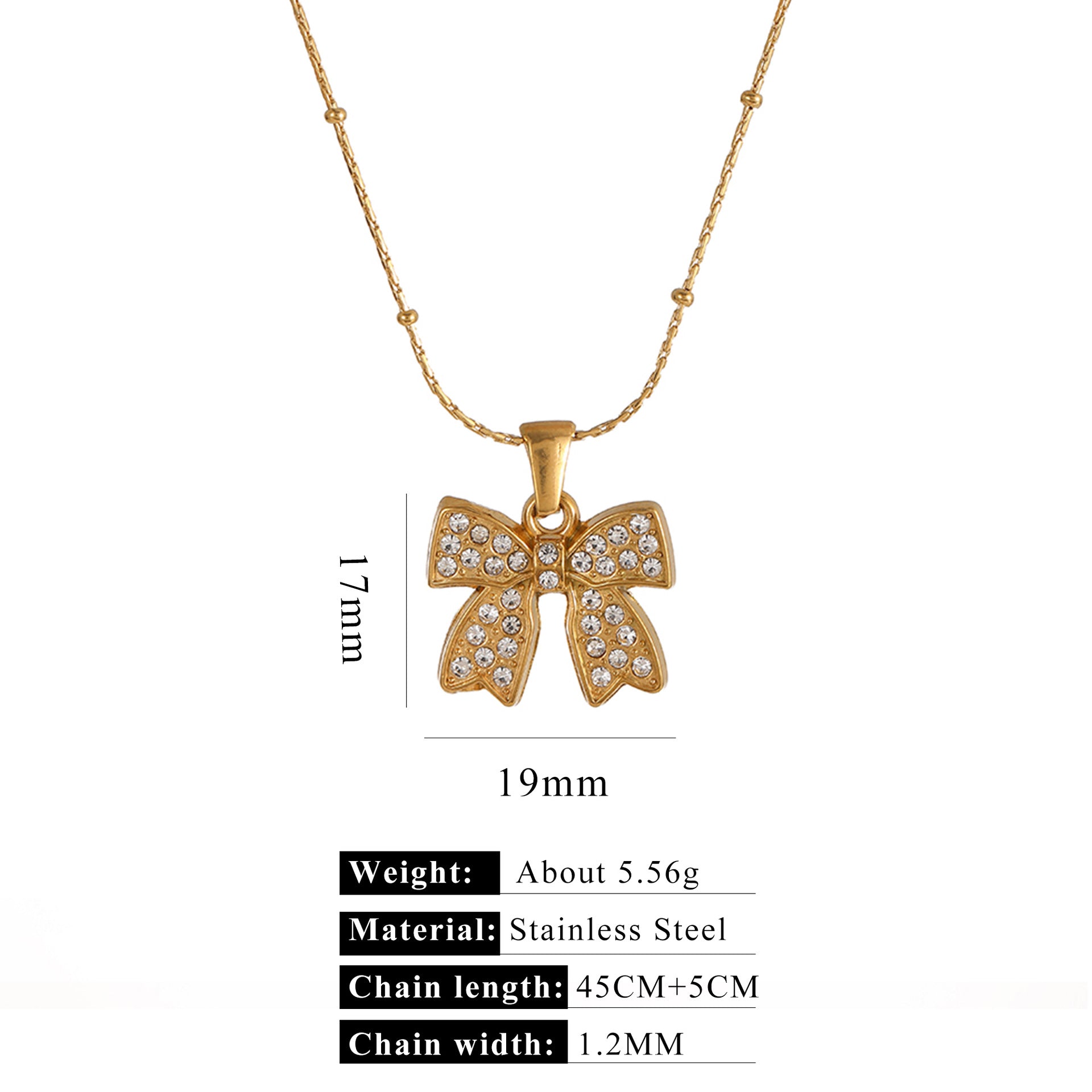 Wholesale Stainless steel 18k gold 40 5 necklace imitation pearl pendant necklace five-pointed star bow love chain gift