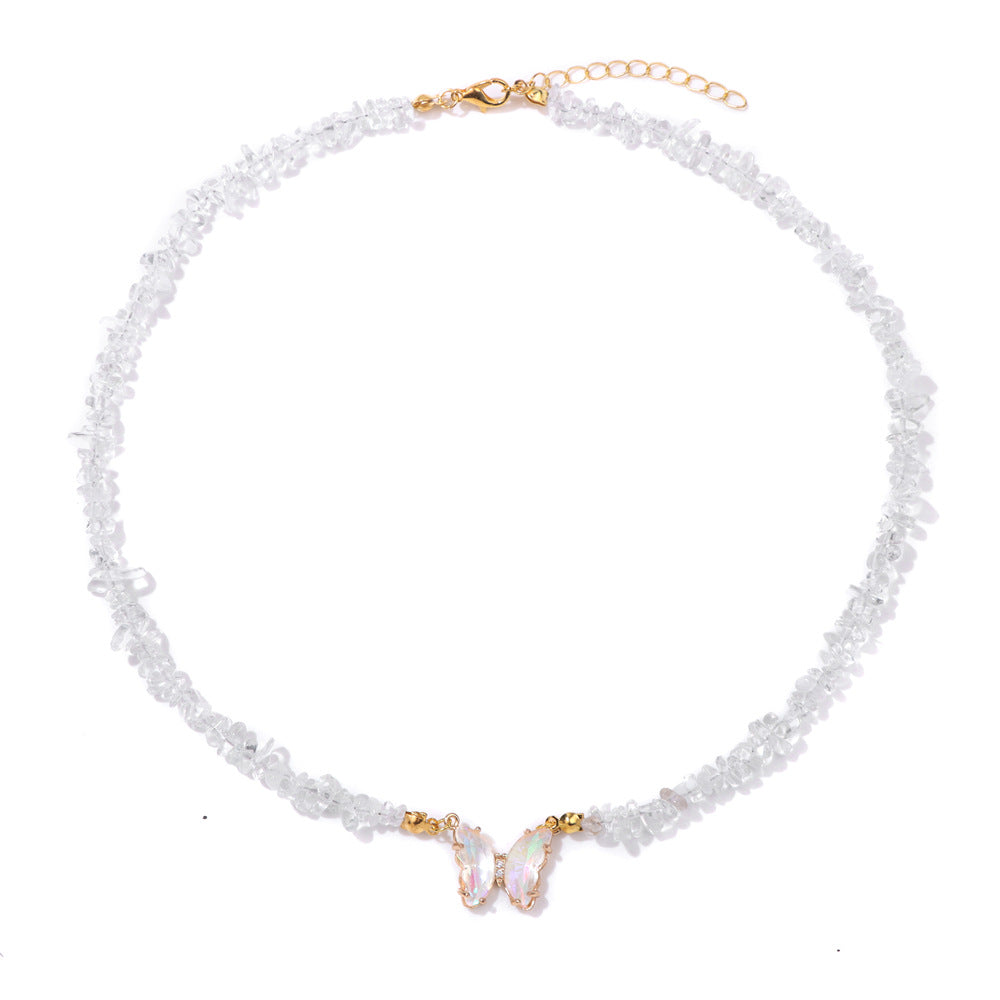 Wholesale Agate Bead Necklace with Artificial Crystal Pendant,  Geometric Handmade Jewelry Accessory for Women Everyday Wear