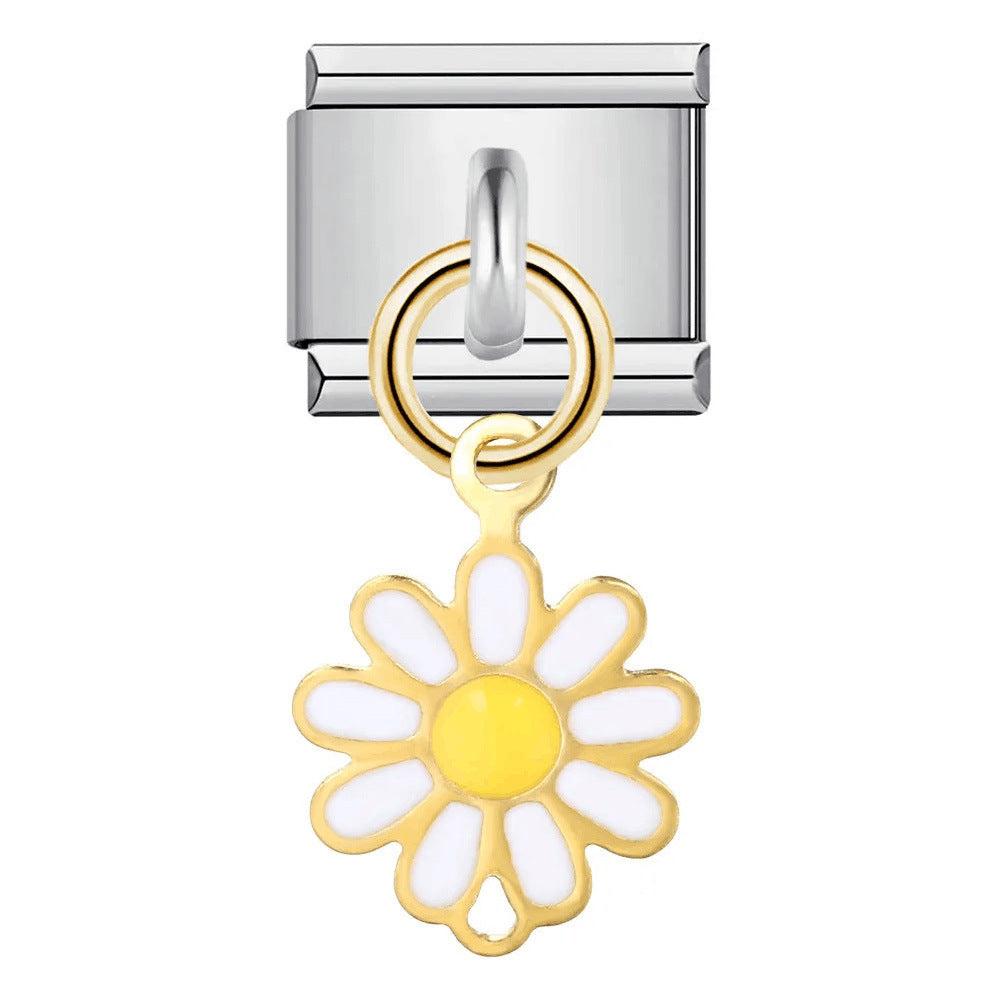 Wholesale Italian modular  Stainless steel gold-plated oil drip DIY bracelet