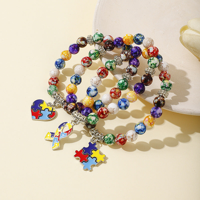 Wholesale colorful beads natural agate stone colorful acrylic bracelet