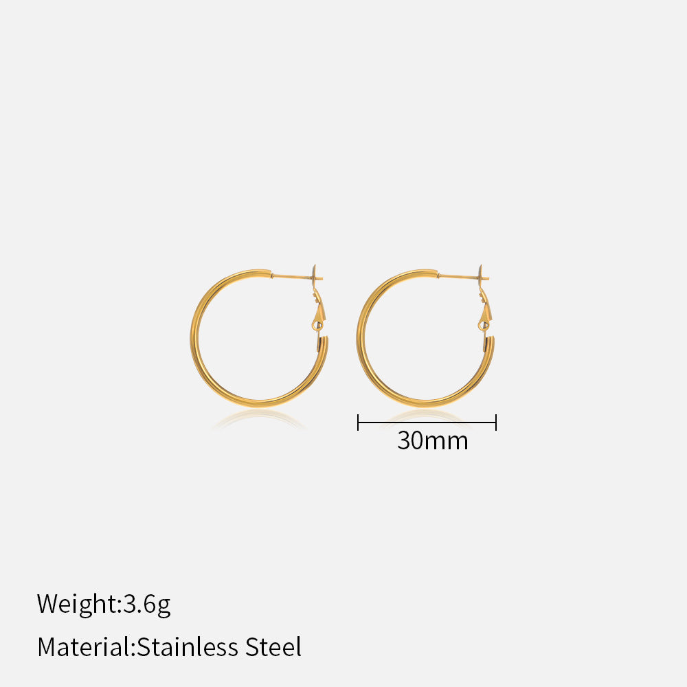 Wholesale  Popular 30/40/50/60mm Stainless Steel Round Earrings