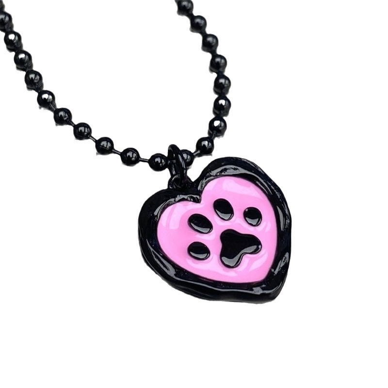 Wholesale  cute cartoon cat love drop oil seal design pendant necklace