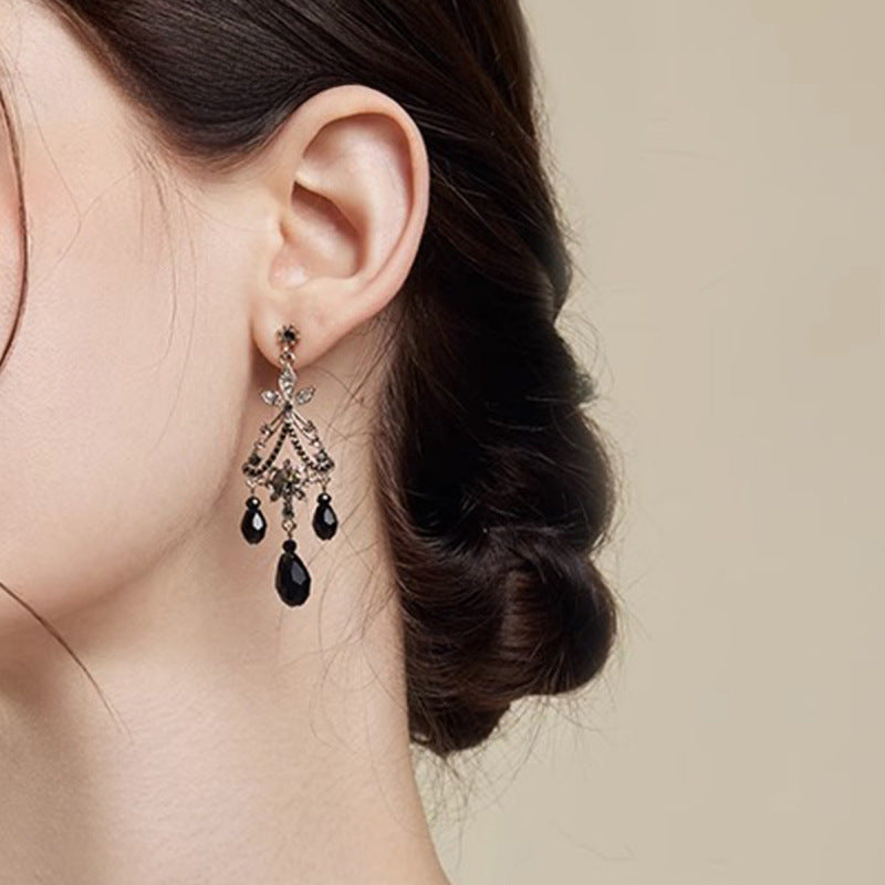 Wholesale Black Crystal Alloy Earrings