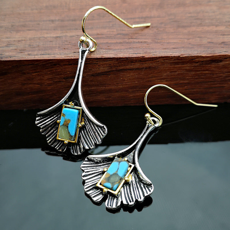 Wholesale  creative ginkgo leaves color pendant earrings