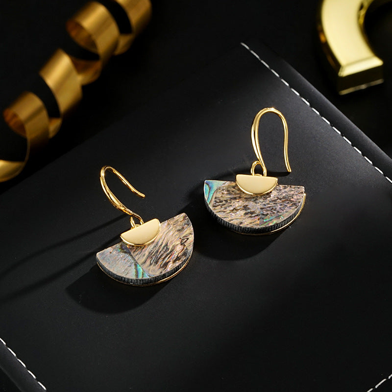 Wholesale  925 silver needle personality trendy geometric fan-shaped fashion light luxury earrings