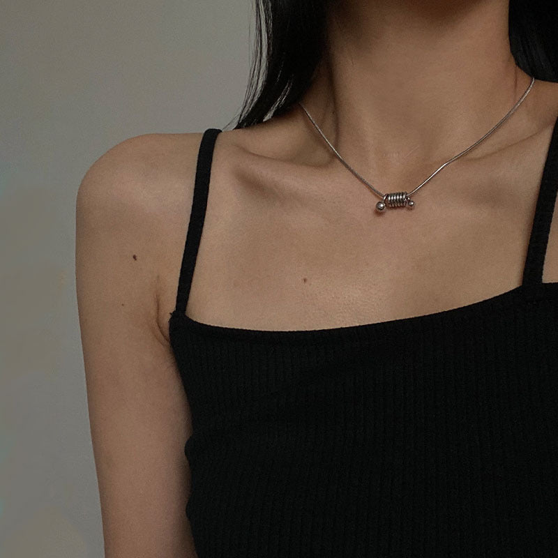 Wholesale Titanium Steel Spring Necklace Female Coil Spiral Pendant