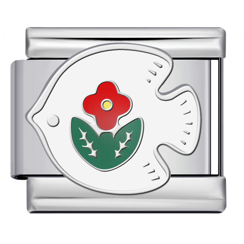 Wholesale  Italian modular medieval style series bracelet titanium steel oil-drip welding DIY Charms