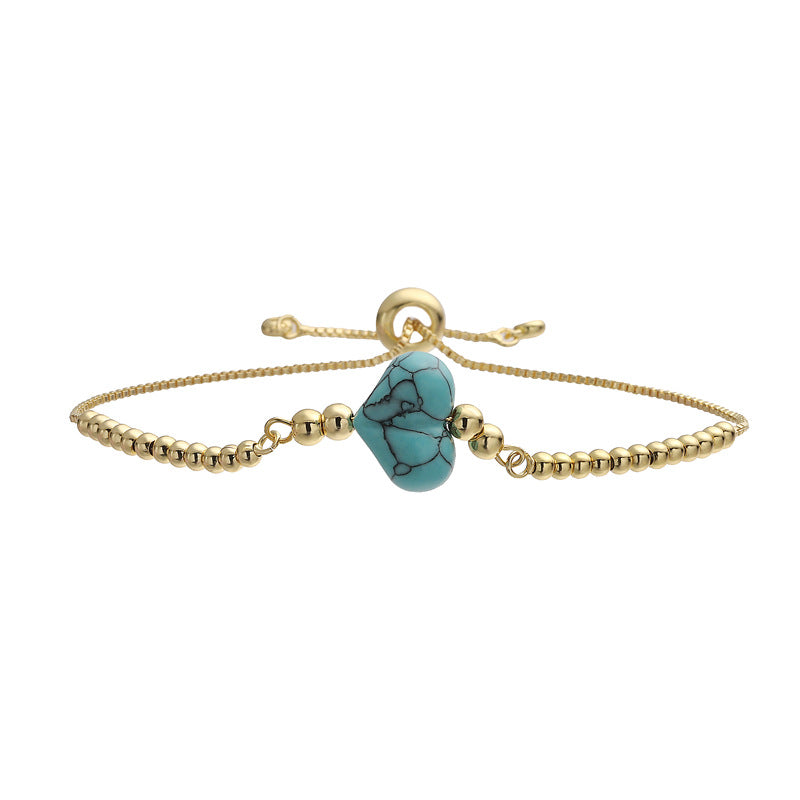 Wholesale Gold Plated Copper Heart Beaded Bracelet Minimalist Unisex Jewelry Accessory For Everyday Wear And Gifting