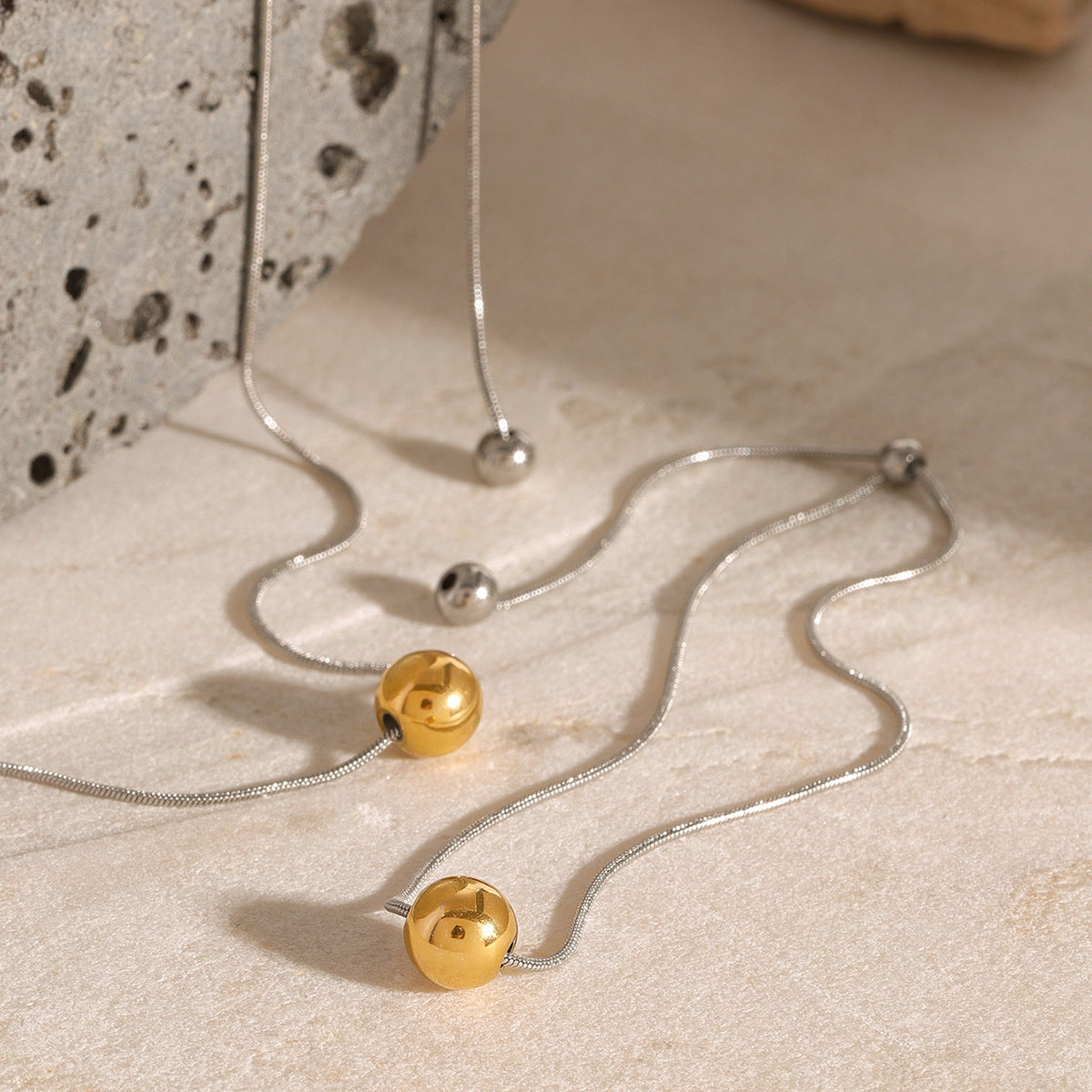 Wholesale  Stainless Steel Gold and Silver Contrast Color Geometric Pendant Necklace