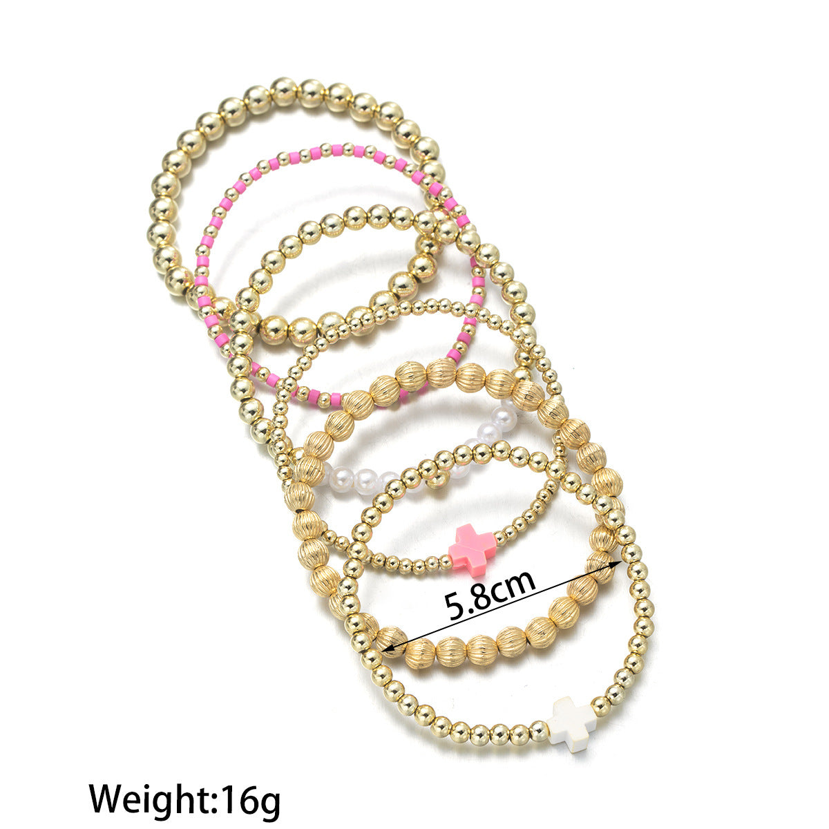 Wholesale  resin cross pearl  soft ceramic beaded elastic bracelet