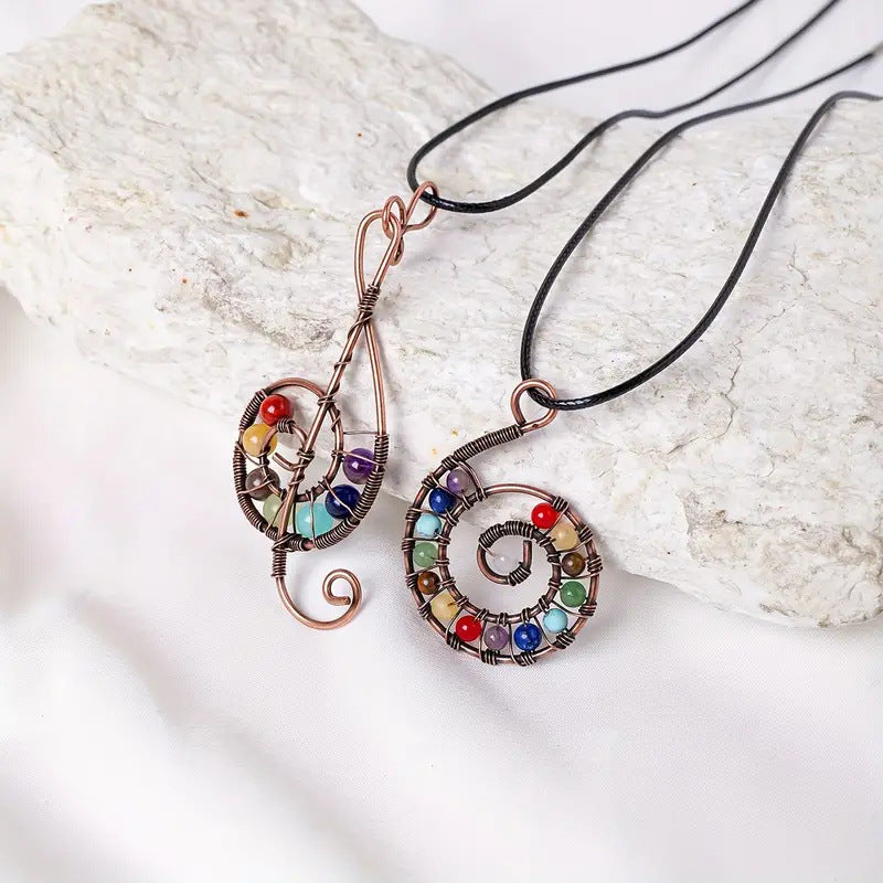 Wholesale Handmade Natural Amethyst Crystal Tree Of Life Pendant Necklace Heart Musical Note Design With Leather Rope Everyday Layering Jewelry