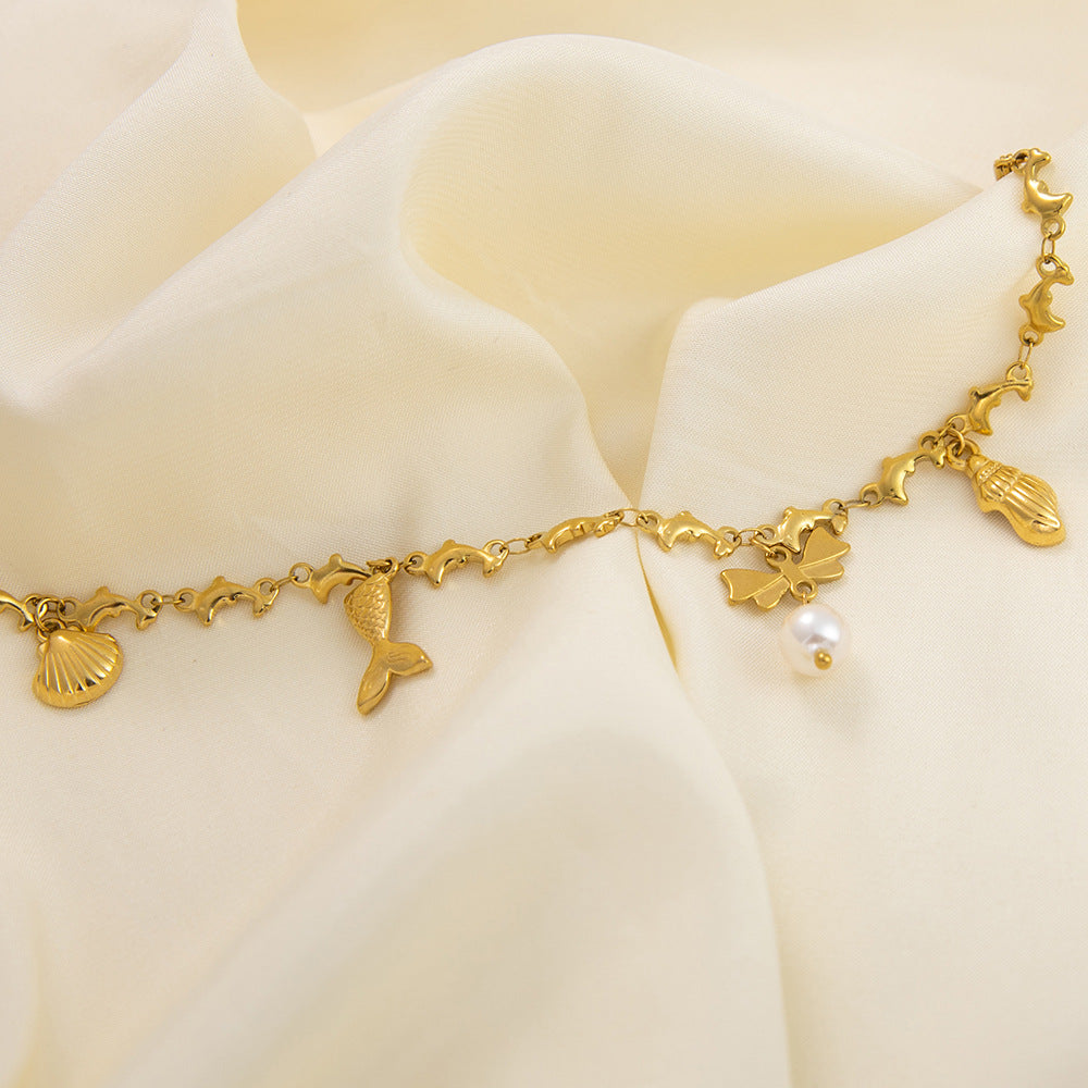 Wholesale Stainless Steel Bracelet Electroplated 18K Gold Anklets Bracelet ACC-AS-YuHui001