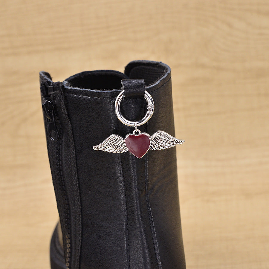 Wholesale Vintage Heart Wing Enamel Shoe Buckle Bag Charm Stylish Electroplated Zinc Alloy DIY Women S Accessory