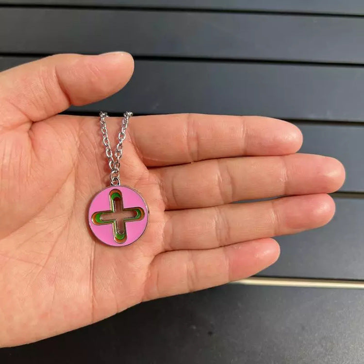 Wholesale Stainless Steel Cross Colorful Pendant Necklace