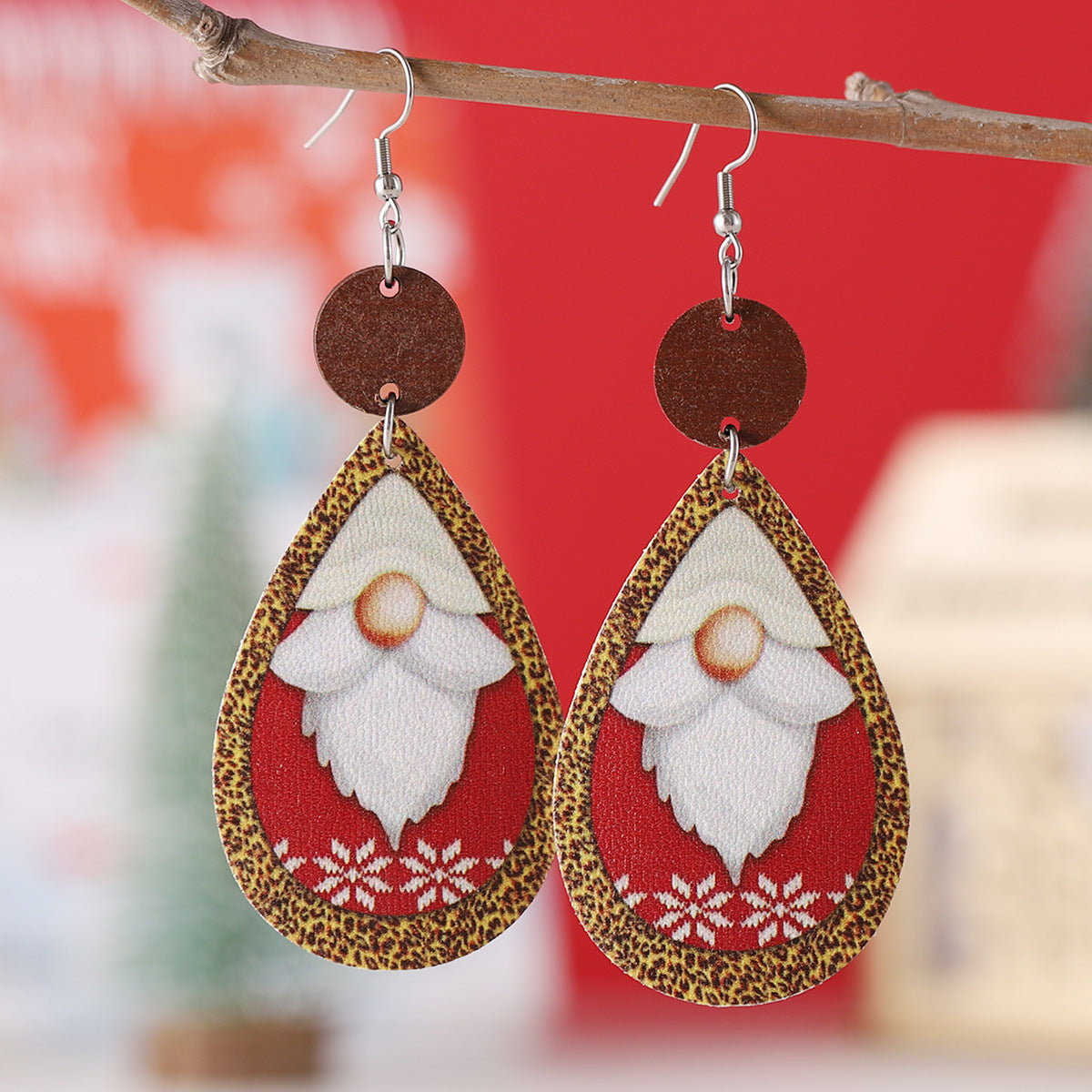 Wholesale Christmas Plaid Elk Snowman Water Drop ing Pendant Earrings