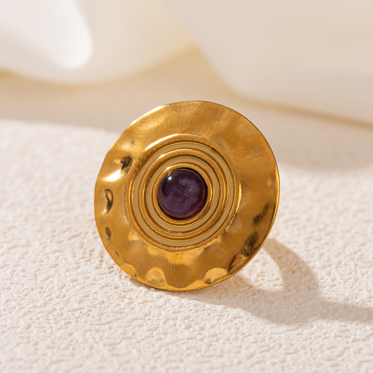 Wholesale Stainless Steel 18K Gold Open Turquoise Ring