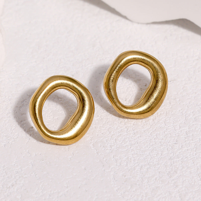 Wholesale Geometric Stainless Steel Earrings For Women Modern Minimalist Circle Design Fashion Jewelry Accessory