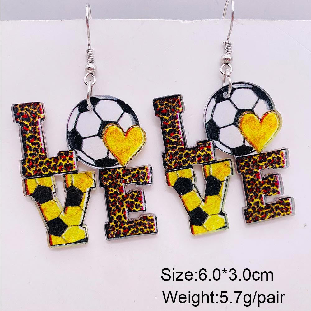 Wholesale  football acrylic earrings lovely U-shaped leopard print earrings