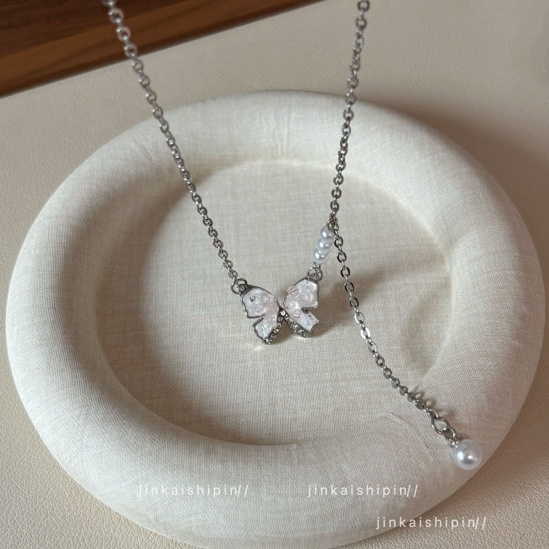 Wholesale Pink Butterfly Beaded Necklace